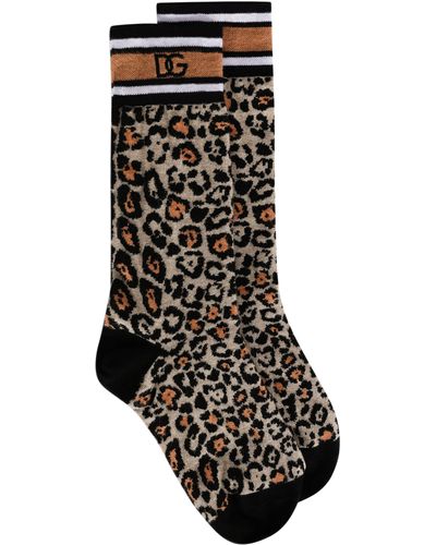 Dolce & Gabbana Chaussettes à motif léopard - Noir