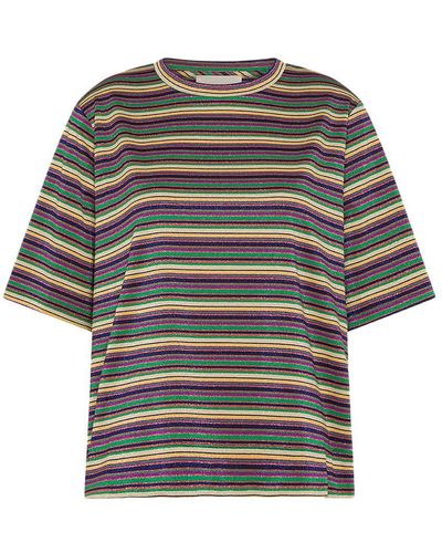 Momoní Iora Striped Lurex Jersey T-Shirt - Grey