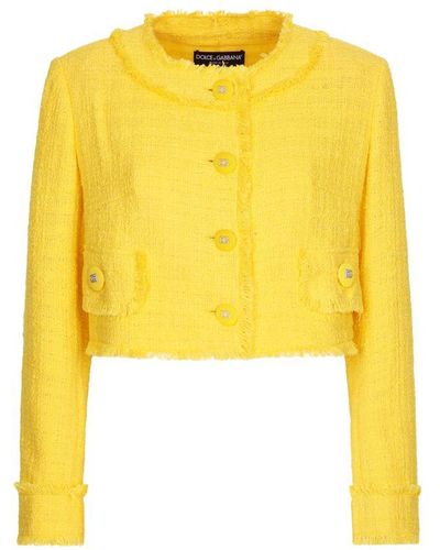 Dolce & Gabbana Short Raschel Tweed Jacket - Yellow