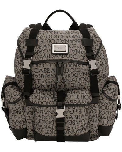 Dolce & Gabbana Coated Jacquard Backpack - Black