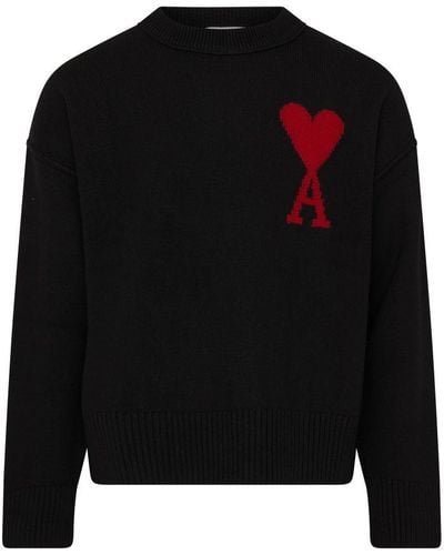 Ami Paris Ami De Cœur Crewneck Sweater - Black