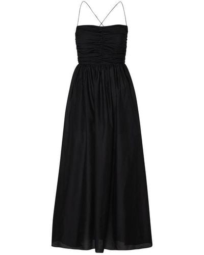 Matteau Gathered Lace Up Dress - Black