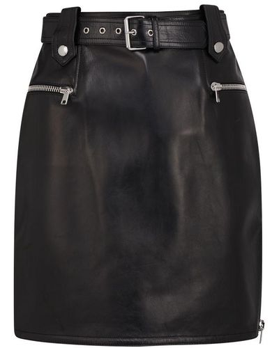 Alexander McQueen Leather Mini Skirt - Black