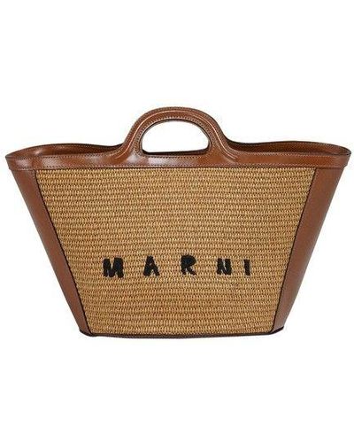 Tropicalia Large Shopper Bag - Marni - Raw Sienna - Leather