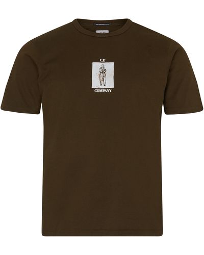 C.P. Company T-shirt en jersey mercerisé 30/2 avec graphique et logo - Vert
