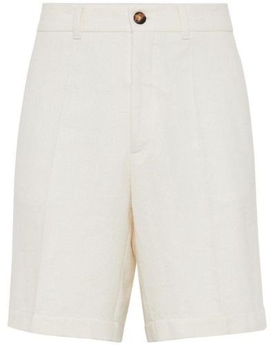 Brunello Cucinelli Chevron Bermuda Shorts - White