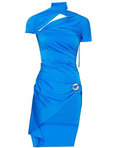 Coperni Asymetric Draped Jersey Dress - Blue