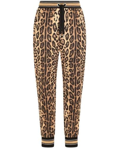 Dolce & Gabbana Jersey jogging Pants With Leopard Print - Natural