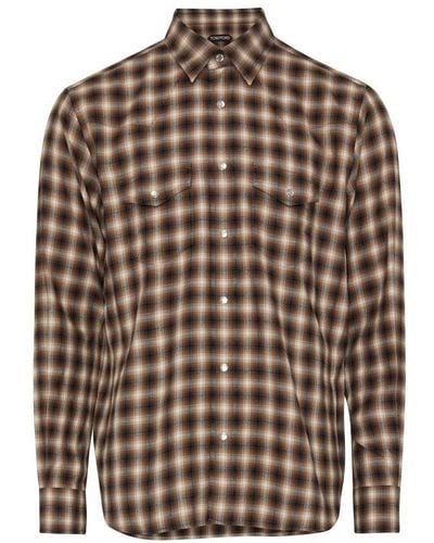 Tom Ford Long-Sleeve Cowboy Shirt - Brown