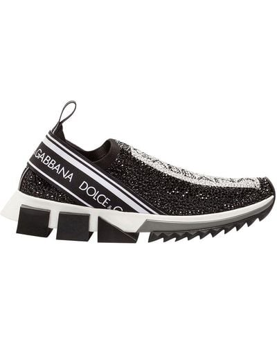 Dolce Gabbana Sorrento Sneakers With Fusible Crystals in Brown