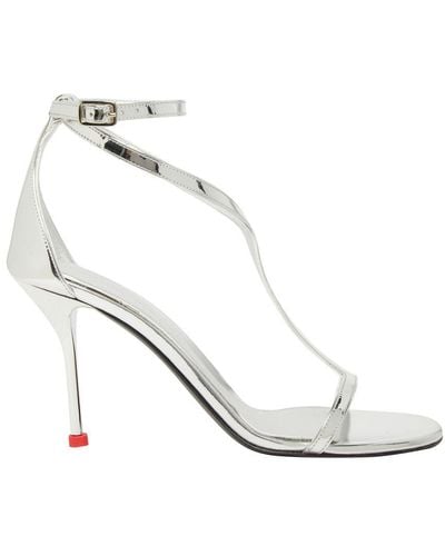 Alexander McQueen Harness 90mm Mirrored Sandals - White