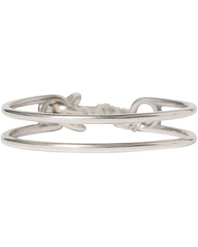 Ann Demeulemeester Flo Curved Tube Bracelet With Chains - Metallic