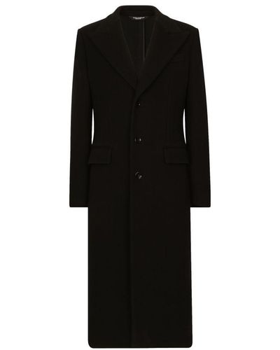 Dolce & Gabbana Single-Breasted Technical Wool Coat - Black