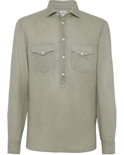 Brunello Cucinelli Hemd mit Brusttaschen - Grau