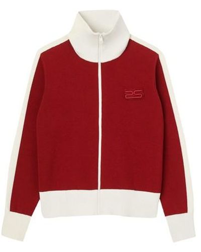 Sandro Two-tone Knit Cardigan - Red