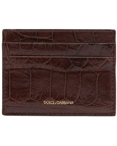 Dolce & Gabbana Crocodile Skin Card Holder - Brown