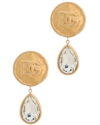 Dolce & Gabbana Earrings With Rhinestone Pendants - Metallic