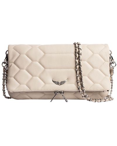 Zadig & Voltaire Rock Xl Quilted-stitch Leather Clutch Bag - Pink