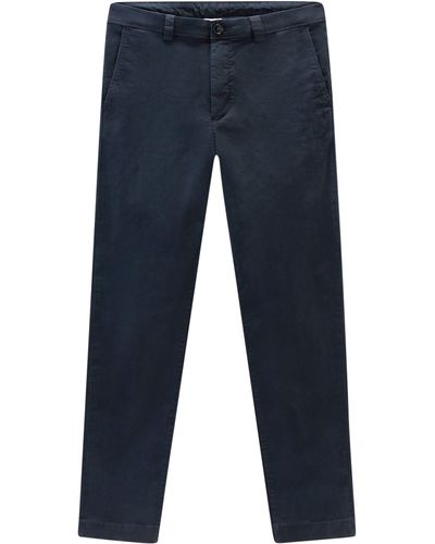 Woolrich Pantalon chino teint en sergé de coton stretch - Bleu