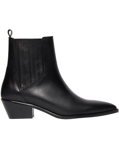 Vanessa Bruno Leather Cowboy Ankle Boots - Black