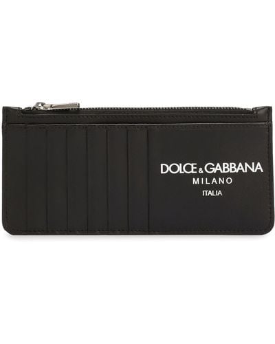 Dolce & Gabbana Porte-cartes en cuir de veau avec logo - Noir