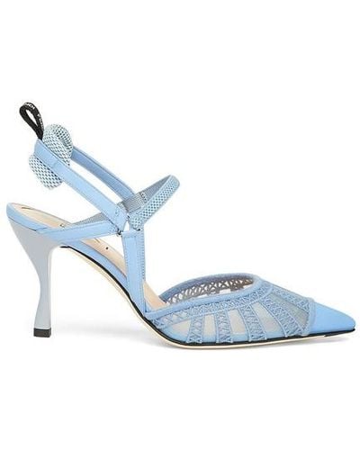 Fendi Micromesh High-heeled Slingbacks - Blue