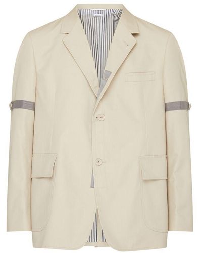 Thom Browne Single-brested Jacket With Armband - Natural