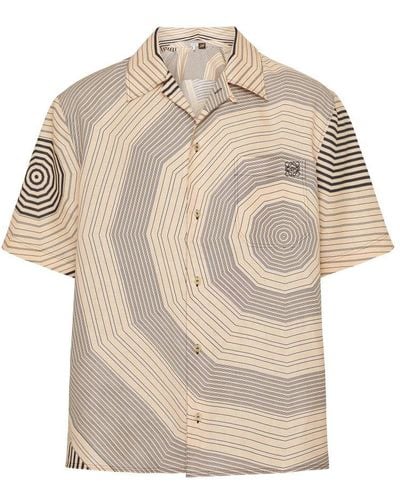 Loewe Printed Linen Short-Sleeve Shirt - Natural