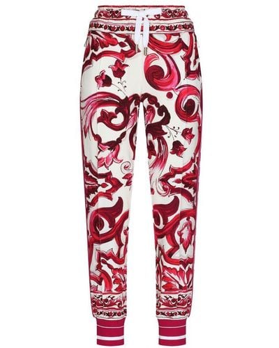 Dolce & Gabbana Majolica-Print Cady Jogging Trousers - Red