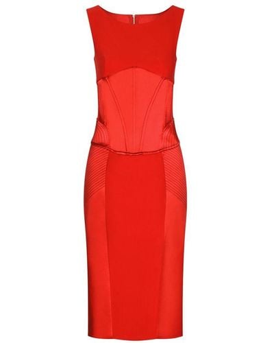 Dolce & Gabbana Corset-detail Midi Dress - Red