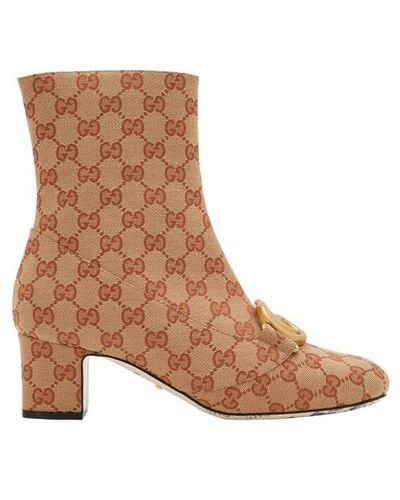 Gucci GG Ankle Boot With Double G - Natural