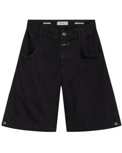 Closed Wide Leg Shorts - Black