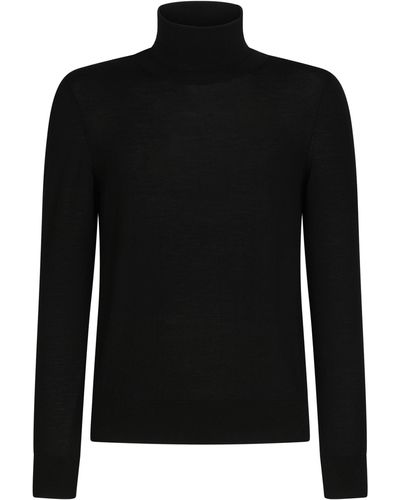 Dolce & Gabbana Pull à col roulé en laine vierge - Noir