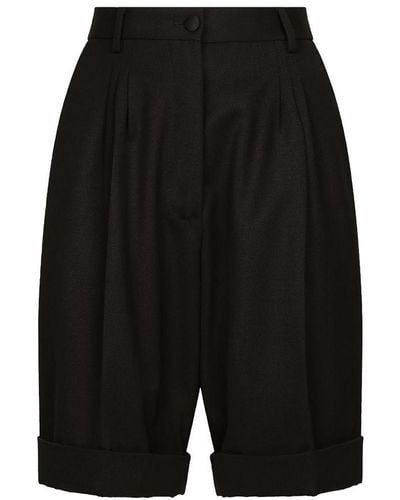 Dolce & Gabbana Wool Gabardine Shorts - Black