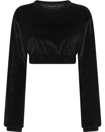 Dolce & Gabbana Kurzes Sweatshirt mit Stickerei - Schwarz