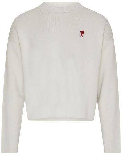 Ami Paris Ami De Cœur Crewneck Sweater - White