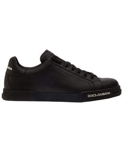 Dolce & Gabbana Portofino Leather Low-top Sneakers - Black
