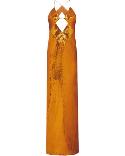 Galvan London Robe Kite pailletée - Orange