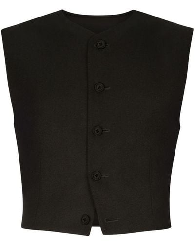 Dolce & Gabbana Wool Gabardine And Jersey Vest - Black