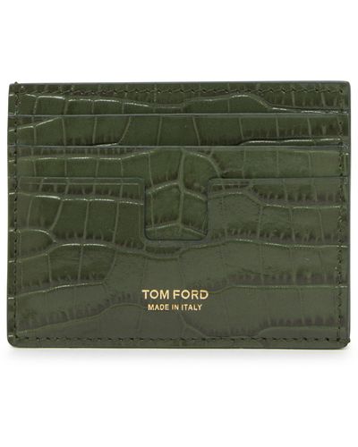 Tom Ford T-Line Kartenetui mit Kroko-Effekt - Grün
