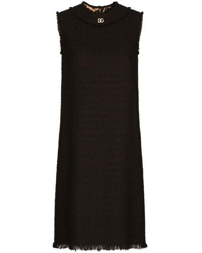Dolce & Gabbana Sleeveless Raschel Tweed Dress - Black