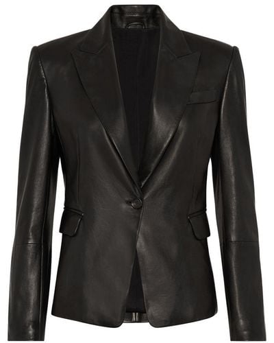 Brunello Cucinelli Nappa Leather Blazer - Black