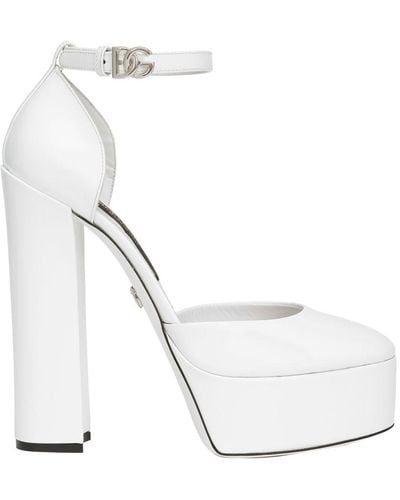 Dolce & Gabbana Polished Calfskin Platforms - White