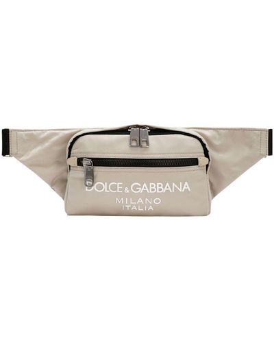 Dolce & Gabbana Small Belt Bag With Rubberized Logo - Natural
