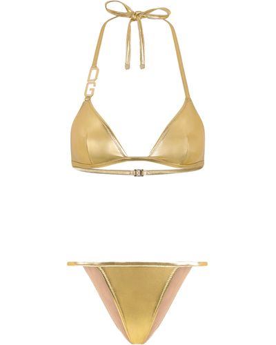 Dolce & Gabbana Bikini triangle à logo DG - Métallisé