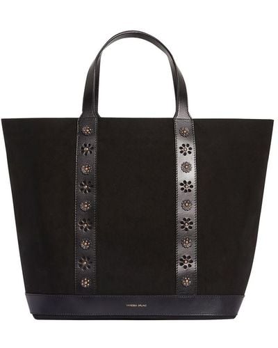 Vanessa Bruno Canvas Leather L Cabas Tote Bag - Black