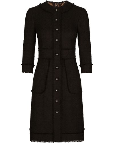 Dolce & Gabbana Robe mi-longue Raschel en tweed - Noir