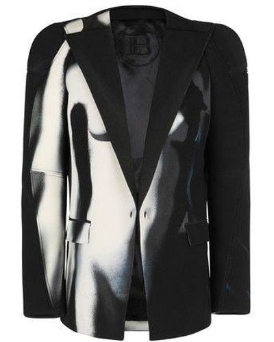 Balmain Blazer With Body Print - Black