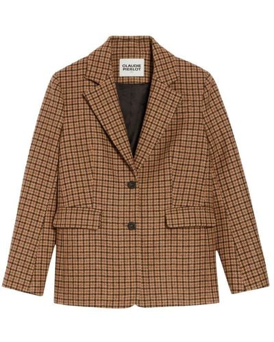 Claudie Pierlot Checked Suit Jacket - Brown