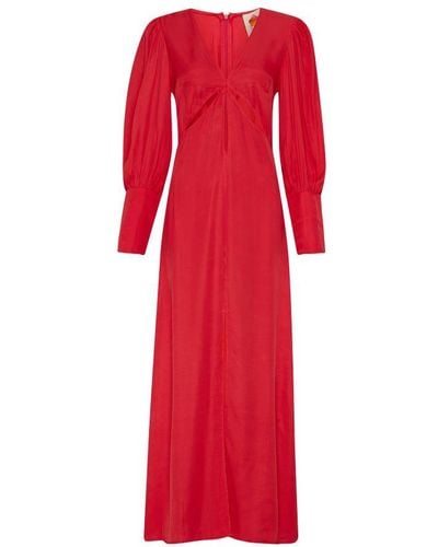 FARM Rio Long Sleeve Maxi Dress - Red
